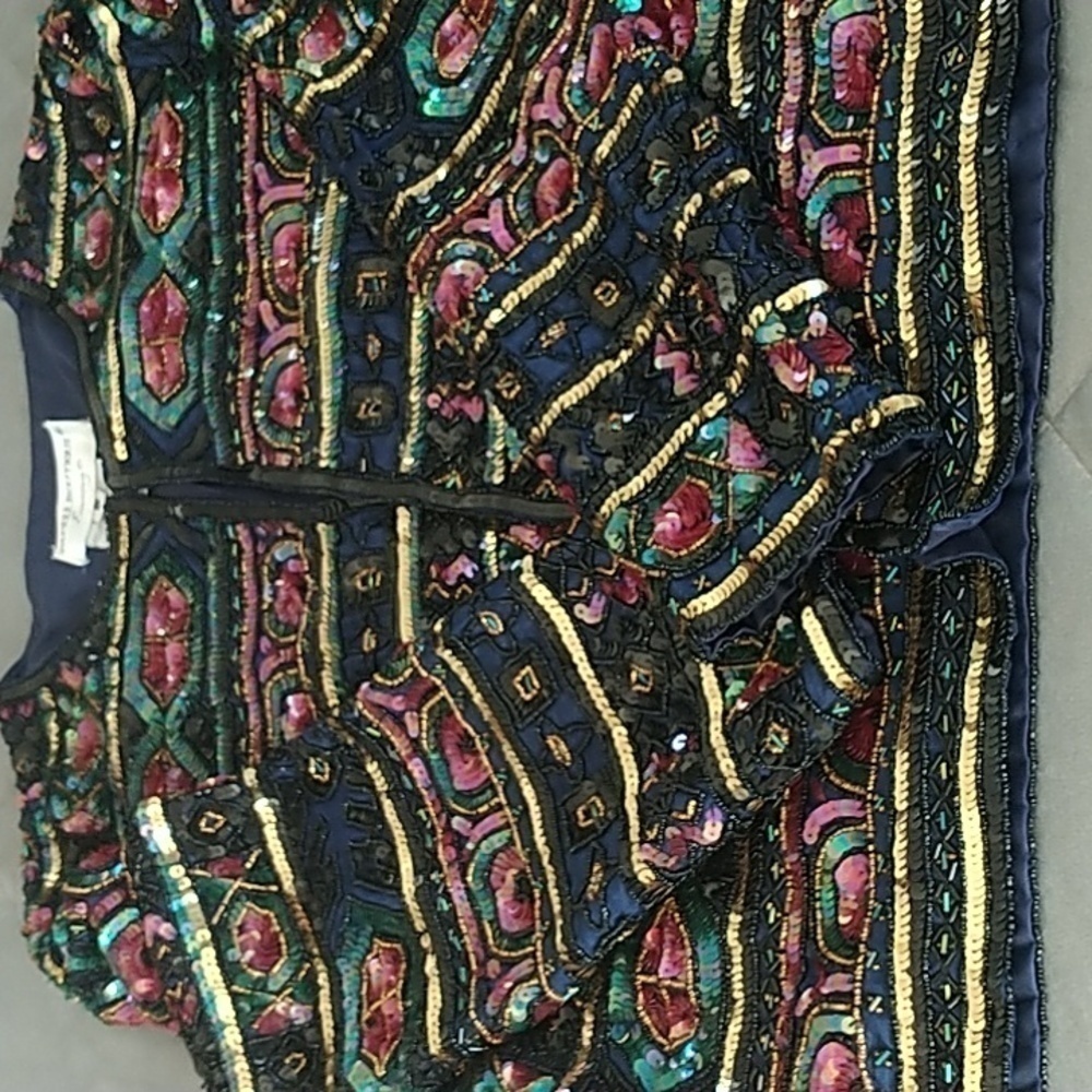 Papell Boutique Evening Beaded Sequins Jacket Vintage S - Picture 11 of 12